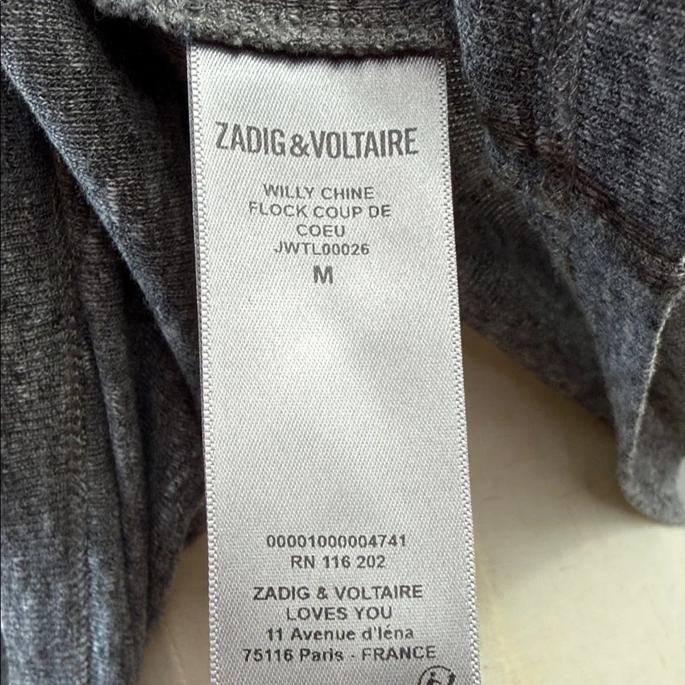 Zadig & Voltaire Gray Long Sleeve Tee with Pink Print - Picture 4 of 7